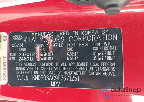 2015 Kia Sportage Lx from USA, damaged, VIN KNDPB3AC9F7671251